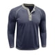 thumbnail image 5 of Blusas y camisas de manga larga y cuello redondo para hombre, color liso, informal, con botones, cárdigan de media manga, top de cuello redondo para hombre, blusas de poliéster para hombre, 5 of 7