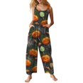 thumbnail image 2 of Stralyhd Pumpkin Face Graphic Jumpsuits for Women Halloween Holiday Square Neck Jumpsuit Night Club Jumpsuits with Pockets Spider Graphic Wide Leg Trousers Hot Pink 2XL, 2 of 6