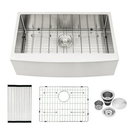 CoSoTower 30 Inch Farmhouse Kitchen Sink - 30”X21”X10” Stainless Steel Apron Front Farmhouse Sink 10 Inch Deep 16 Gauge Single Bowl Kitchen Sink Basin