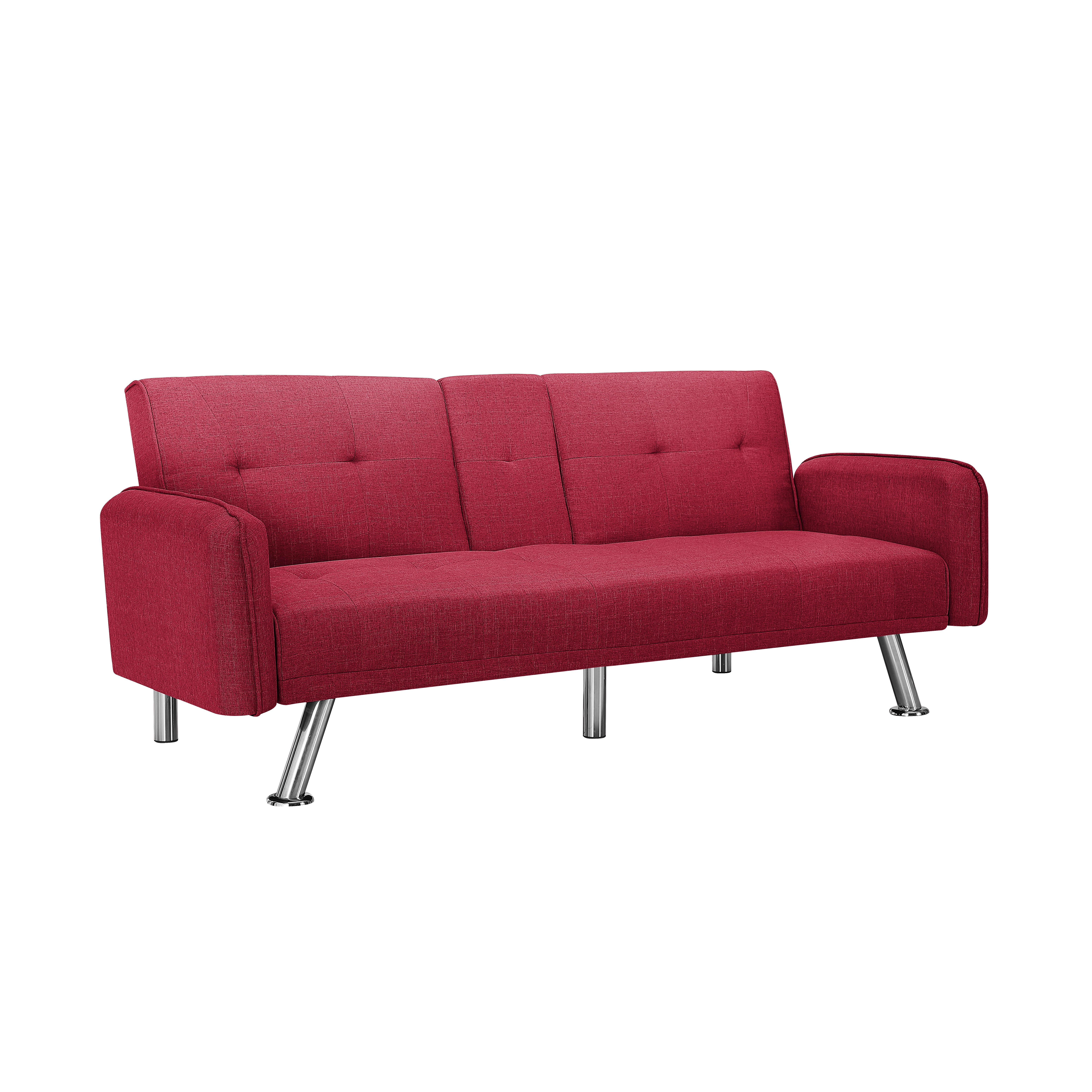 Gewnee 74.4” Futon Sofa Bed with 3-Angle Adjustable Backrest & Cup Holders,Twin Sleeper Sofa with for Home,Office,Guest Room(Red）