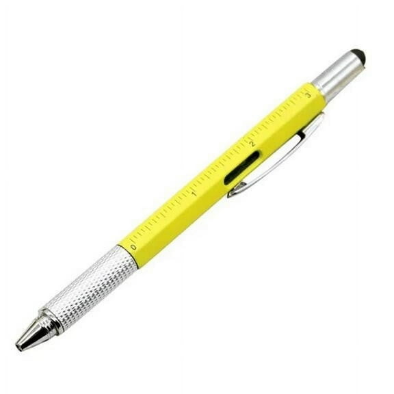 JingChun 1Pc Pen, 6-in-1 Multitool Tech Tool Pen with Ruler, Level, Stylus, Screwdriver, Refills, Creative Gifts for Men