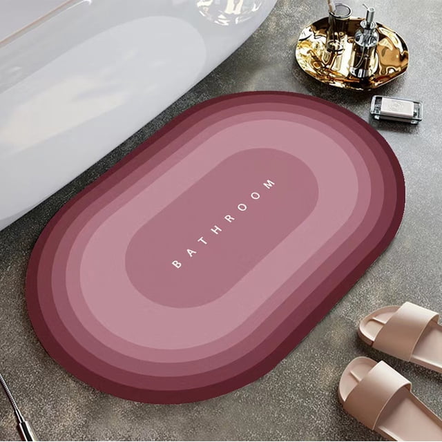 Staron Diatomite Soft Rubber Absorbent Bathroom Floor Mat under $5! Non-Slip Foot Mat Toilet Sink Drying Rug Red