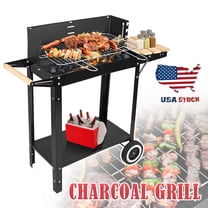 Waaoon Portable Charcoal Grill For Backyard Outdoor Cooker Camping & Picnics Barbecue Grill with Wheels Black