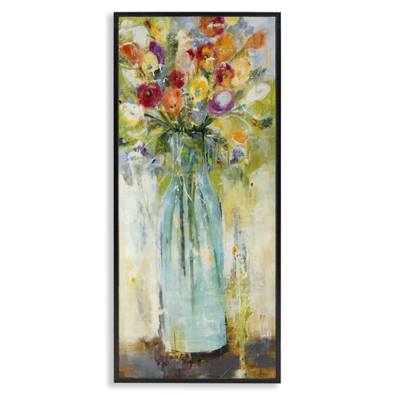 Stupell Industries Contemporary Rustic Spring Bouquet Abstraction Black Framed Giclee Art, 10 x 24, by Jill Martin