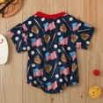 thumbnail image 4 of Tfken Boys Jumpsuit For Summer Short Sleeve Print Crew Neck Romper Casual For Independence Day Infant Smooth Onesie Blue Size 6-12 Months, 4 of 8