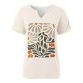 thumbnail image 4 of Women's Vintage Floral T-Shirt Boho Wildflower Graphic Print Short Sleeve Tees Loose Fit Casual V-Neck Tops, 4 of 4