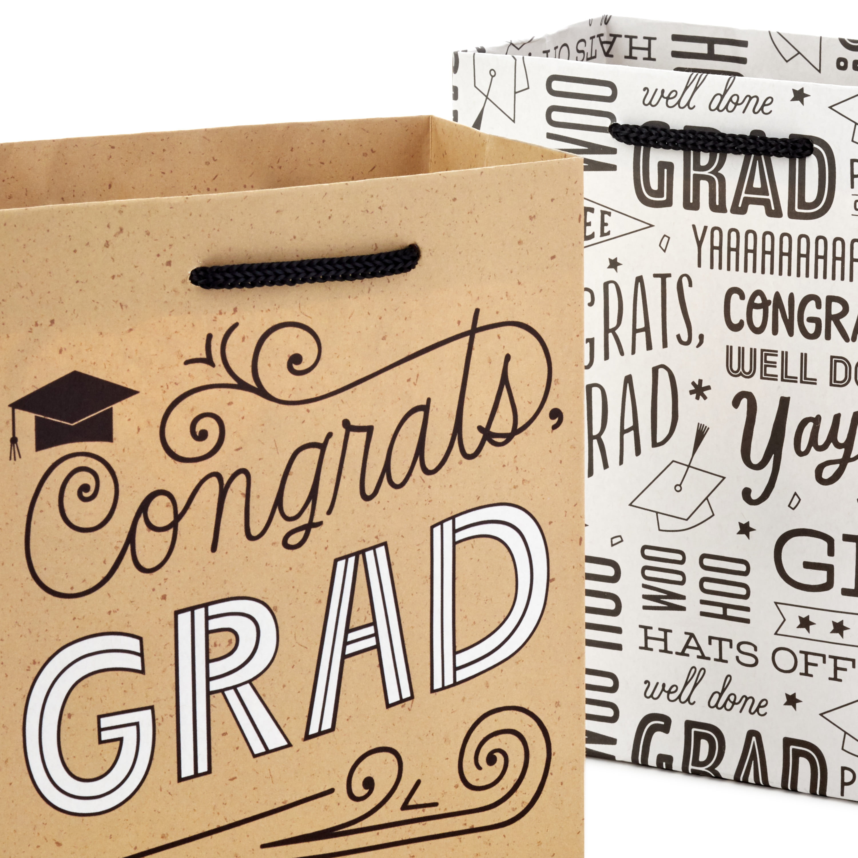 Hallmark Graduation Party Favor and Wrapped Treat Bags (15 Ct., White with  Black Mortarboards) 