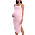 thumbnail image 1 of Vestido CRZ YOGA Butterluxe de maternidad sin mangas con fruncido lateral rosa, 1 of 4
