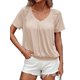 thumbnail image 1 of Camisetas Casuales de Verano para Mujer, Camisetas de Corta con Cuello en V, Color Albaricoque L, 1 of 7