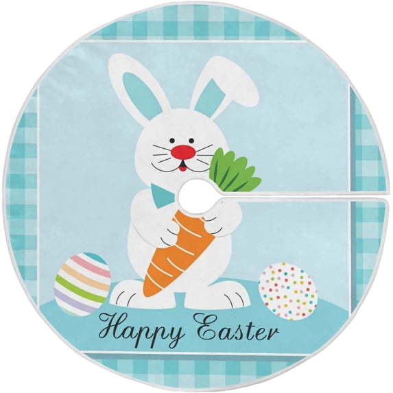 FMSHPON Easter Bunny Eggs Xmas Christmas Tree Skirt Stand Mat for Holiday Party Decoration Indoor Outdoor 48 inches