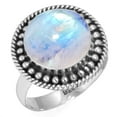 thumbnail image 1 of 925 Sterling Silver Ring For Women - Girls White Natural Rainbow Moonstone Gemstone Silver Ring Size 5 June Birthstone Silver Ring Size 5 Thanksgiving Gift For Women 925 Silver Gemstone Jewelry, 1 of 6