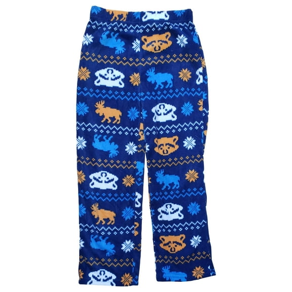 Boys Blue Animal Print Fleece Pajama Pants Sleepwear PJ Medium (8)