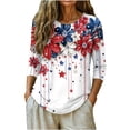 thumbnail image 7 of Womens Crewneck Patriotic Tshirts July 4th Festival 3/4 Sleeve Shirt Tops Casual Independence Day Pullover Tees White, 3XL, 7 of 7
