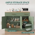 thumbnail image 6 of Walsunny Sideboards Buffets Cabinet Table 42.5" with 2 Drawers 3 Doors Adjustable Shelf Farmhouse Coffee Bar Cabinet with Storage for Kitchen Living Room Dining Room Green, 6 of 8