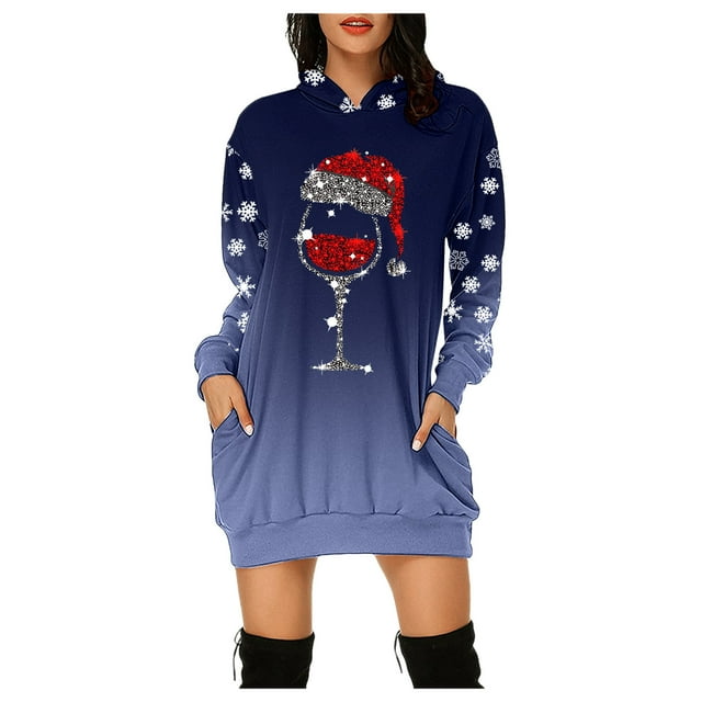 Noël Femmes Sweat-Shirt Chaud Col Rond Cardigan Capuche Mode Veste Manches Longues Noël Pull Vacances Imprimé Mi-Longue Fermeture Outwear