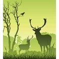 thumbnail image 3 of Antlers Duvet Cover Set, Male Deer on a Meadow with Trees and Crow Bird Woodland Mist Rural Green Country Print, Decorative 3 Piece Bedding Set with 2 Pillow Shams, King Size, Green, by Ambesonne, 3 of 3