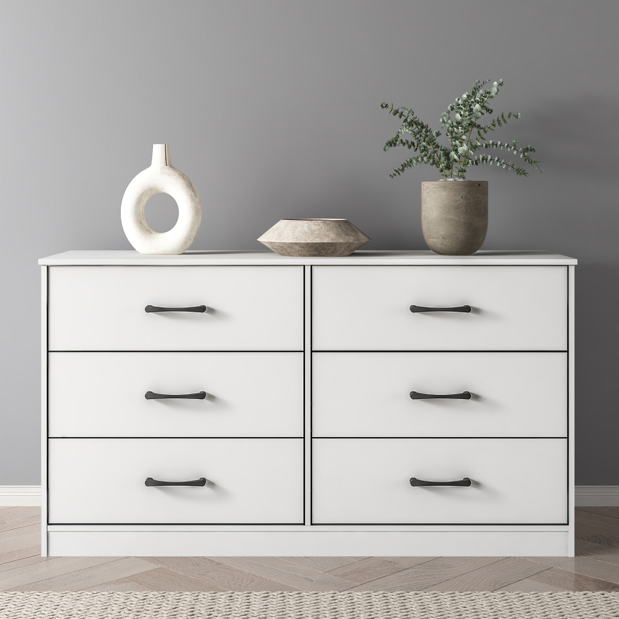 Mainstays Ardent 6 Drawer Dresser, 53.75" Wide, White