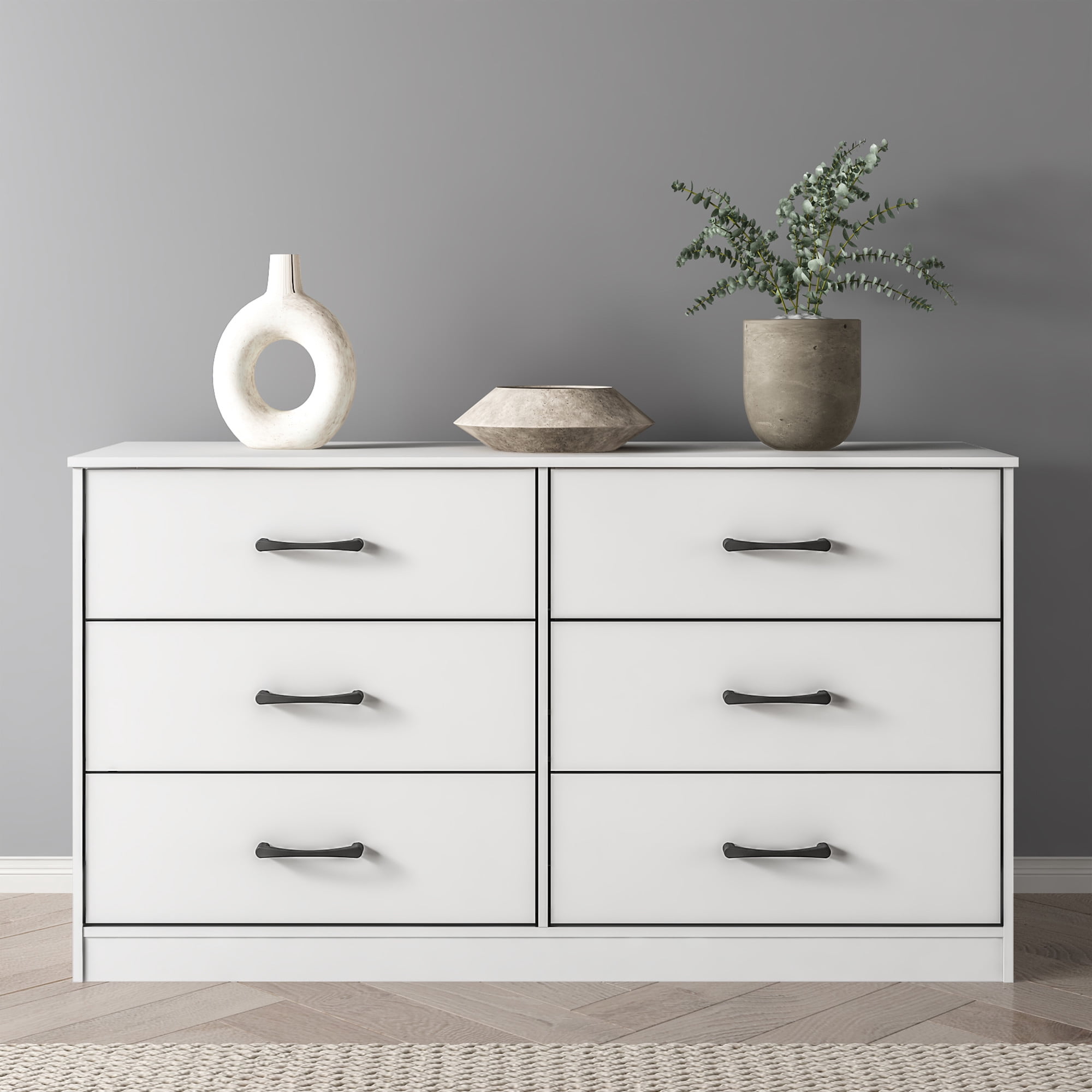 Mainstays Ardent 6-Drawer Dresser, 53.75 in Wide, White