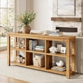 thumbnail image 3 of Tribesigns 63-Inch Solid Wood Console Sofa Table, 3-Tier Narrow Farmhouse Entryway Table with 6 Storage Cubes for Living Room, Hallway, Brown, 3 of 9