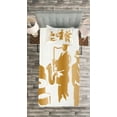 thumbnail image 3 of Ambesonne Vintage Quilted Bedspread Set 2 Pcs, Jazz Band Blues Music, Twin Size, Sand Brown White, 3 of 3