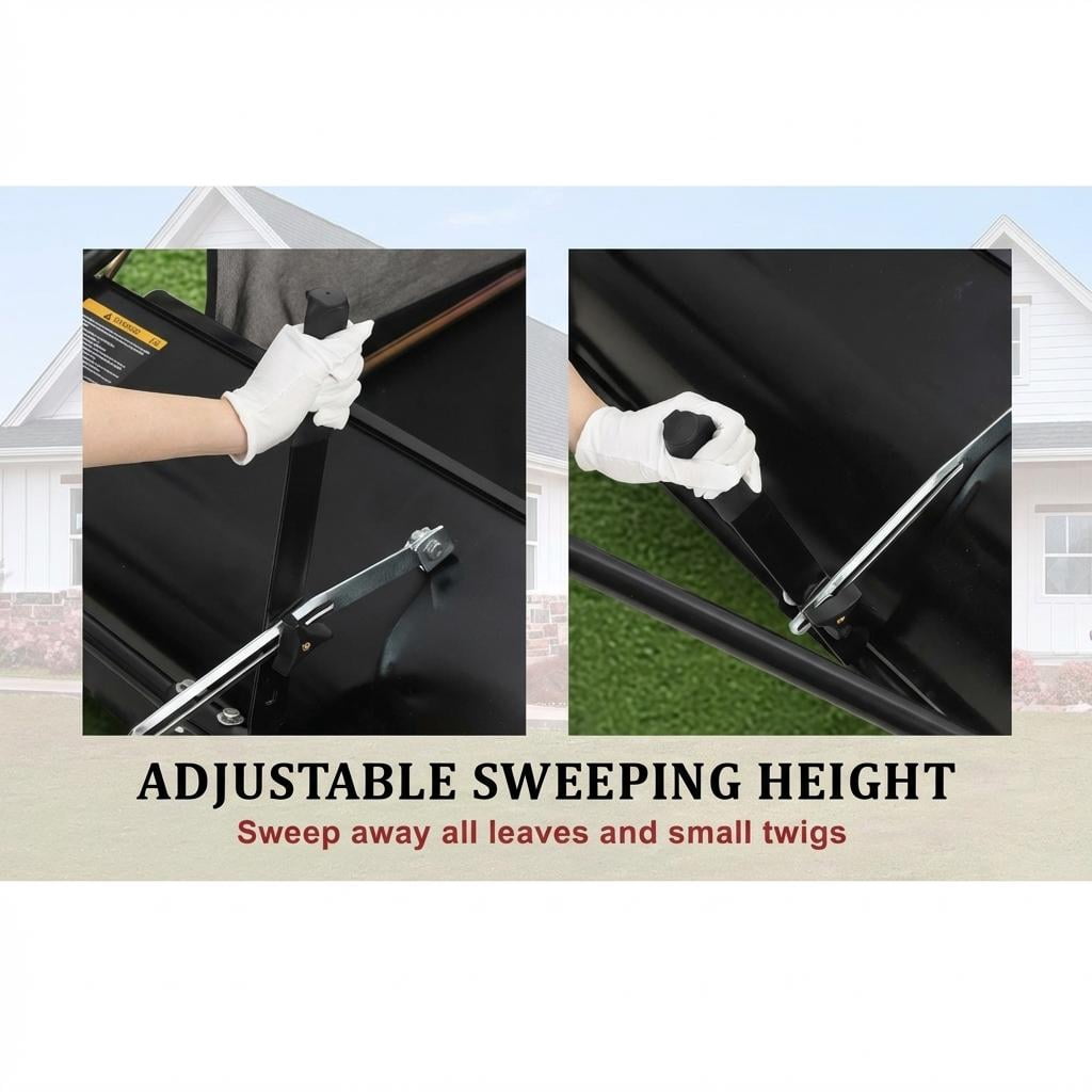 48-Inch ATV Lawn Sweeper, 20 Cubic Feet Easy-Empty Hopper with 4 Nylon Brushes (10-Inch Diameter), Universal Hitch & Non-Slip Wheels, Black