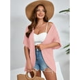 thumbnail image 6 of SHOWMALL Women's Plus Cardigan Short Sleeve Open-Front Lightweight Summer Cover Up 3X Pink, 6 of 7