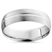 Pompeii Channel Brushed Wedding Band 950 Platinum (,)