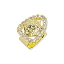 Unique Bargains 1 Pc Fake Grills Hip Hop Lion Head Teeth Grillz Gold Tone