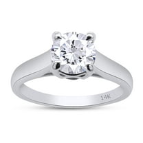 AFFY 1 Carat 6.5MM Lab Grown Diamond Solitaire Wedding Ring for Women 14K Solid White Gold-4.5