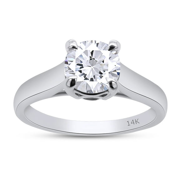 AFFY 1 Carat 6.5MM Lab Grown Diamond Solitaire Wedding Ring for Women 14K Solid White Gold-4