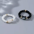 thumbnail image 6 of GKNET Personality Bead Ring Women Cat Rings Natural Moonstone Obsidian Delicate Jewelry Gift&-Black, 6 of 9
