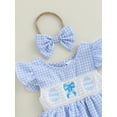 thumbnail image 6 of Qmyliery Baby Girls Easter Romper Dress Plaid Printed Flying Sleeve Round Neck Jumpsuit with Bow Headband 3 6 12 18 Months, 6 of 8
