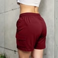 thumbnail image 4 of hlysgo Women's Bermuda Cargo Shorts Elastic Waist Wide Leg Soft Short Summer Beach Vacation Short with Pockets Wine,S, 4 of 6
