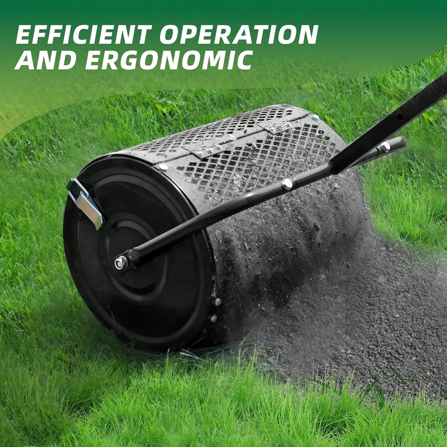 Heavy-Duty Compost Spreader for Lawn,Peat Moss Spreader,Fertilizer Spreader Roller with Adjustable Handle,Manure Spreaders for for Lawn Top Dressing,Seedling,Top Soi