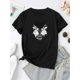 thumbnail image 2 of Creative Bat Wing Pattern Printed Women'S Trendy Round Neck Short Sleeve, Simple Casual Sports T-Shirt, Comfortable Summer Top for Holidays., 2 of 6