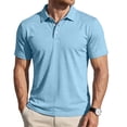 thumbnail image 3 of Men’s Hawaiian Polo Shirts Summer Golf Beach Short Sleeve Solid T-Shirts Quick Dry Lightweight Regular Fit Collared Shirt Light Blue 4XL, 3 of 6