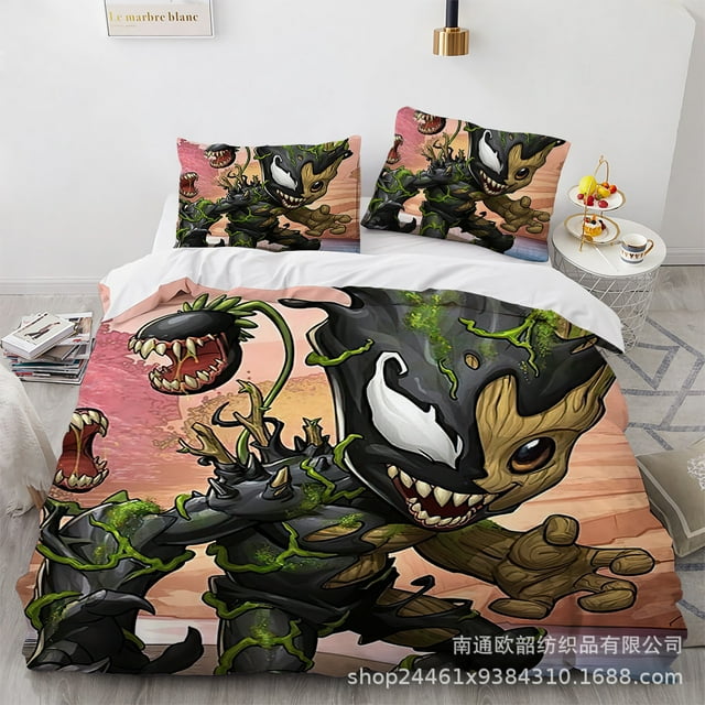 Housse de Couette Groot Homme Arbre Taie d'Oreiller, Ensemble de Literie, Ensemble Trois Pièces, Microfibre Douce, Housse de Couette Imprimée 3D-Vinsniv