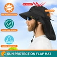 thumbnail image 3 of SUN CUBE Wide Brim Sun Hat with Neck Flap, Fishing Hiking for Men Women Safari, Neck Cover for Outdoor Sun Protection UPF50+ | Black, 3 of 8