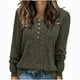 thumbnail image 1 of Suéter de cuello redondo para mujer, informal, liso, de invierno, de manga larga, con botones, de punto cepillado, holgado, para mujer, 1 of 7