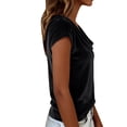thumbnail image 4 of Delayuji Women's Velvet Tshirt Elegant Dressy Shirt Cowl Neck Short Sleeve Shirts Casual Blouses Tshirts Business Casual Outfits, 4 of 5