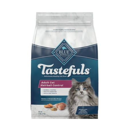 UPC: 0840243101566 | Blue Buffalo Indoor Hairball Control Chicken and Brown Rice Dry Cat Food for Adult Cats Whole Grain 3 lb. Bag