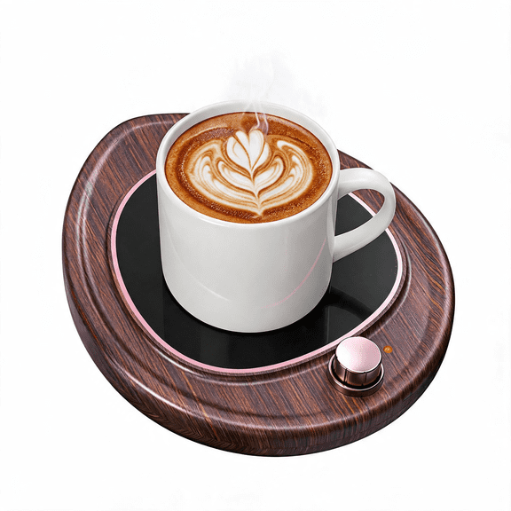 MQ Coffee Mug Warmer - Large Candle Warmer Plate, 2-Temp Setting (131℉ & 113℉) & Fast Heating, Elegant Desk Warmer for Coffee/Tea/Milk/Candle, Ideal Office Home Gift (Wood Grain)