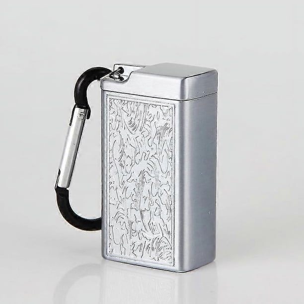 Mini cenicero portátil de bolsillo de metal con desodorante y llavero plateado