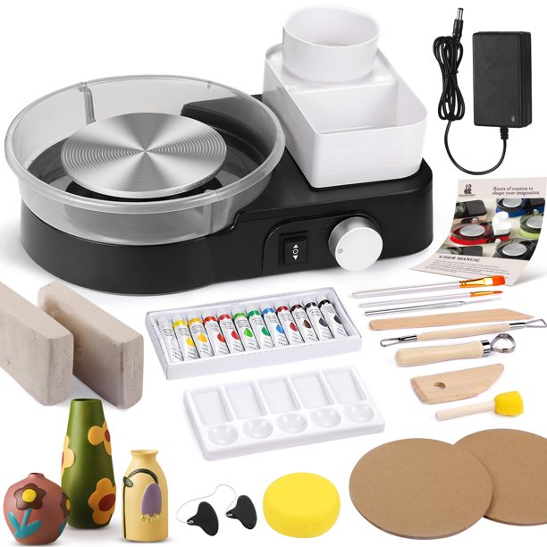 Llanta de cerámica para adultos con kit completo de herramientas de arcilla de 1 kg