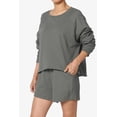 thumbnail image 3 of TheMogan Women's PLUS Cotton Terry Long Sleeve Oversized Top & Drawstring Shorts SET, 3 of 7