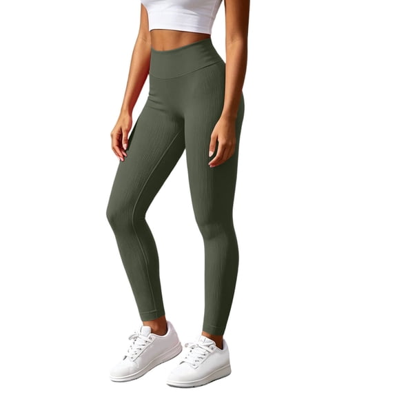 Qulqfy Petite Women Leggings Yoga Pants Army Green High Waisted Stretchy Tummy Control Workout Soft Daily Wear Lounge Pants S