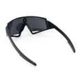 thumbnail image 4 of Mens Paint Splatter Oversize Shield Curved Wrap Color Mirror Sport Sunglasses All Black, 4 of 4