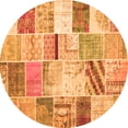 thumbnail image 1 of Ahgly Company Indoor Round Patchwork Orange Transitional Area Rugs, 4' Round, 1 of 1