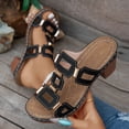 thumbnail image 4 of Slides Sandals for Women Trendy Cutout Open Toe Heels Comfortable Orthopedic Shoes Casual Platform Slip on Summer Dress Shoes Black Size 9, 4 of 7