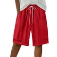thumbnail image 6 of Endives Womens Linen Short Elastic Waist Solid Color Knee Length Casual Loose Rolled Up Shorts Beach Shorts, 6 of 7